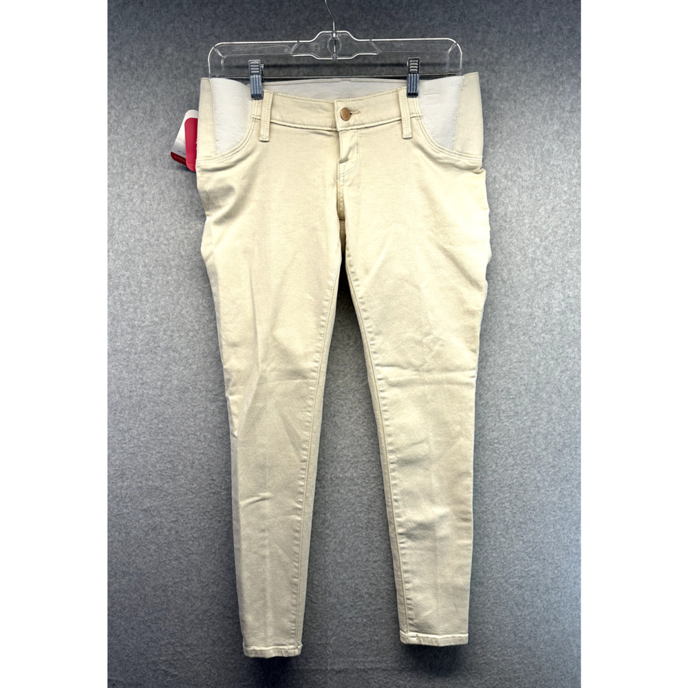 Isabel Maternity Womens Pants Size 2 Skinny Leg Cream Expandable Side Panels